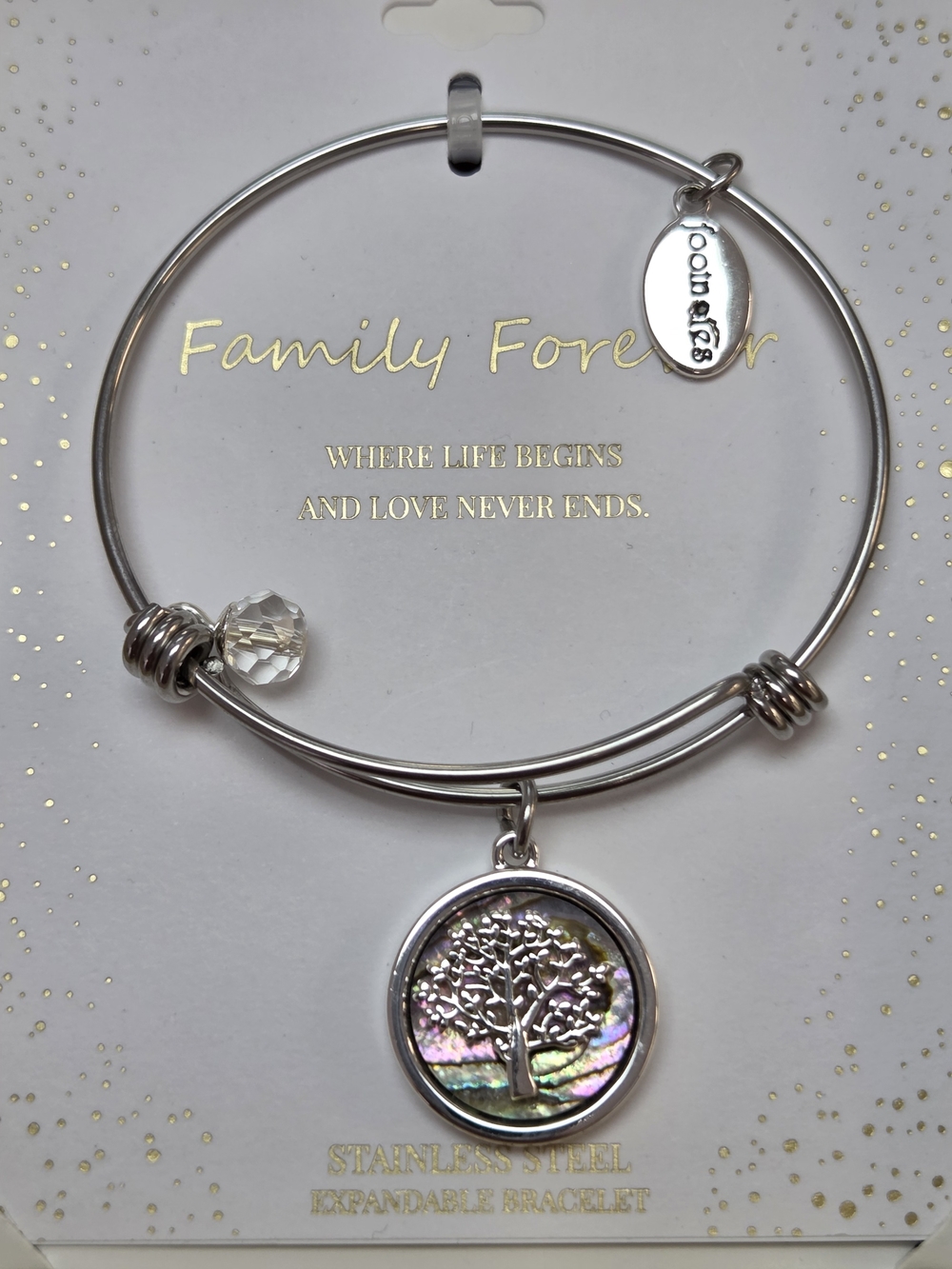 Family Forever Silver Tree of Life Expandable Bracelet